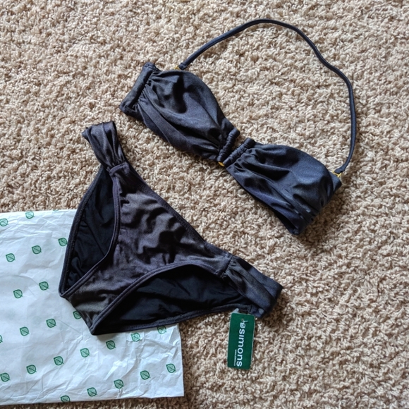 New with tags size small Simon's gray w gold hardware bikini - Picture 1 of 1